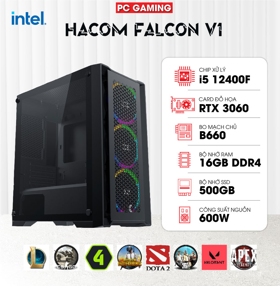 PC GAMING HACOM AMD PRO (R5 PRO 4650G/B550/8GB RAM/500GB SSD/RADEON™VEGA 7/600W)