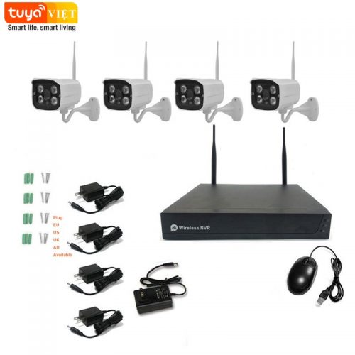 Bộ KIT 4 Camera, đầu NVR Wifi Tuya